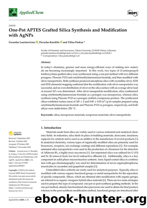 One-Pot APTES Grafted Silica Synthesis and Modification with AgNPs by Gerardas Laurinavicius Dovydas Karoblis & Vilius Poskus