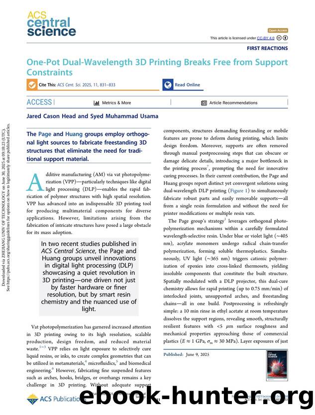 One-Pot Dual-Wavelength 3D Printing Breaks Free from Support Constraints by Jared Cason Head and Syed Muhammad Usama