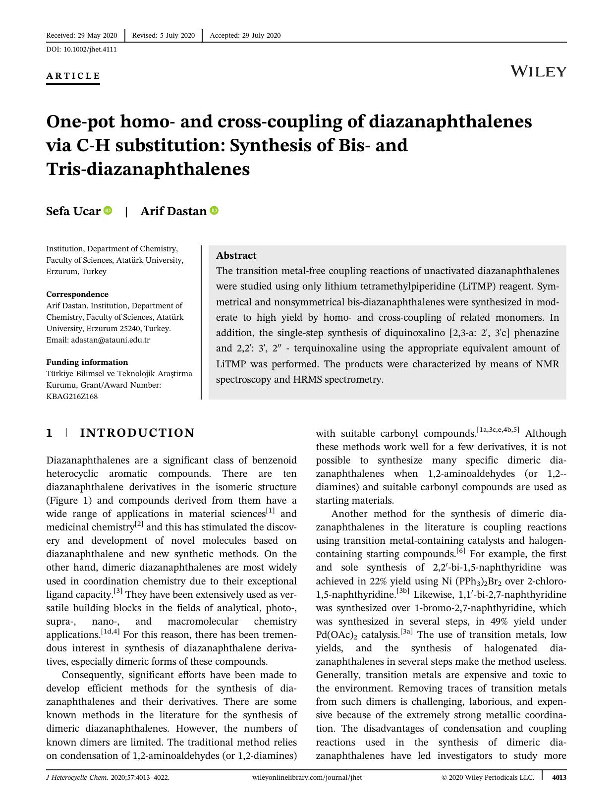 One-Pot Homo- and Cross-Coupling of Diazanaphthalenes via C-H Substitution: Synthesis of Bis- and Tris-Diazanaphthalenes by Unknown
