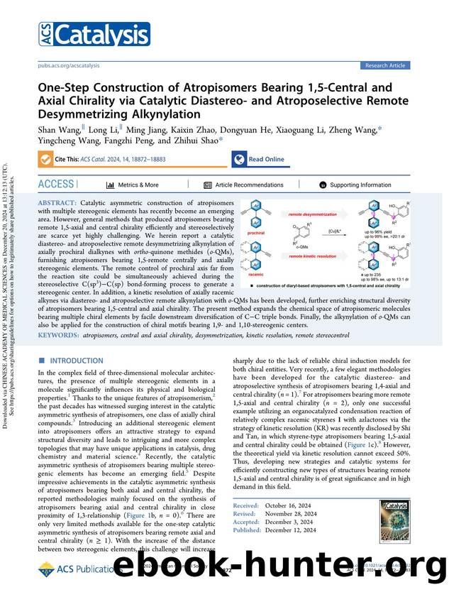 One-Step Construction of Atropisomers Bearing 1,5-Central and Axial Chirality via Catalytic Diastereo- and Atroposelective Remote Desymmetrizing Alkynylation by unknow