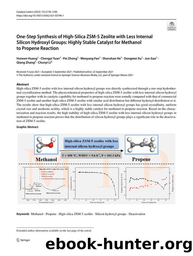 One-Step Synthesis of High-Silica ZSM-5 Zeolite with Less Internal Silicon Hydroxyl Groups: Highly Stable Catalyst for Methanol to Propene Reaction by unknow