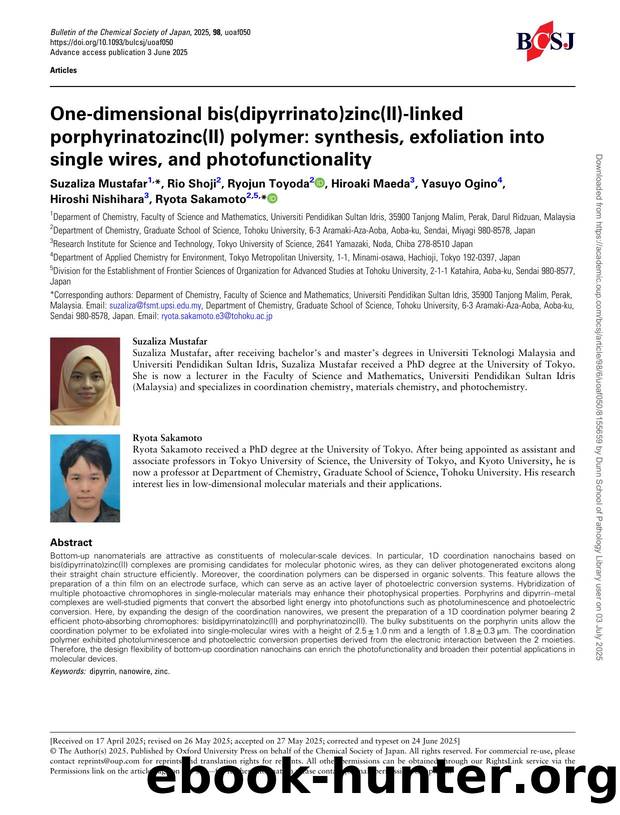 One-dimensional bis(dipyrrinato)zinc(II)-linked porphyrinatozinc(II) polymer: synthesis, exfoliation into single wires, and photofunctionality by unknow