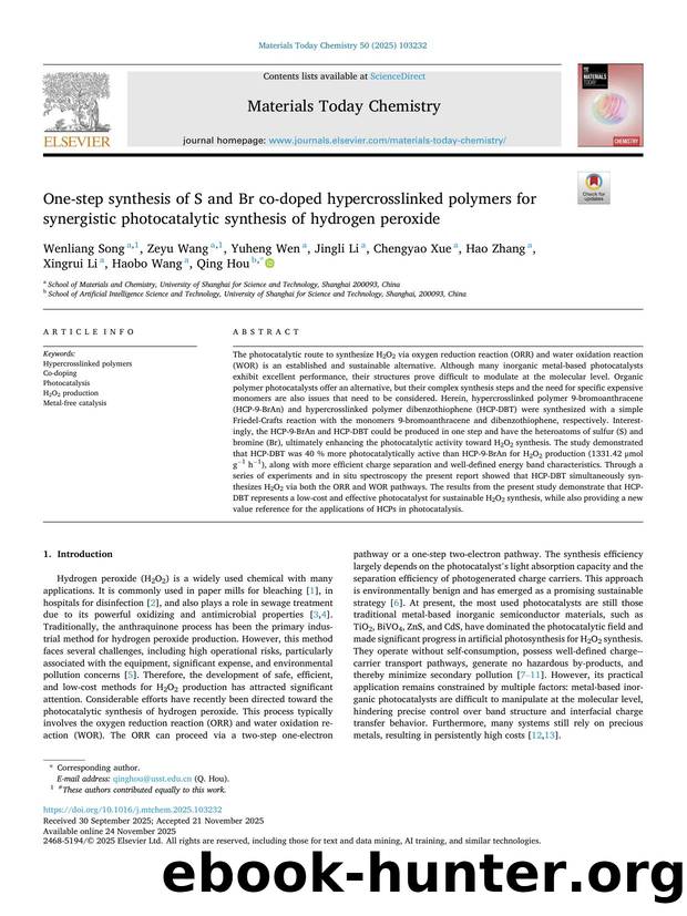 One-step synthesis of S and Br co-doped hypercrosslinked polymers for synergistic photocatalytic synthesis of hydrogen peroxide by unknow