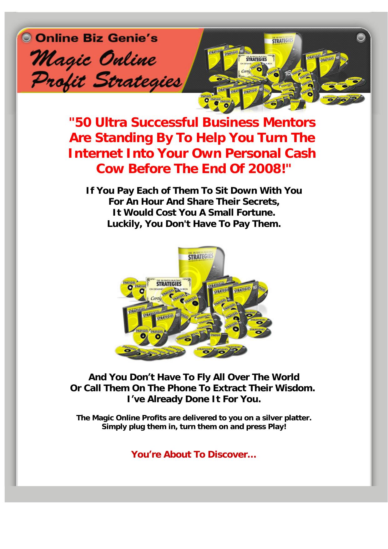 Online Biz Genies Magic Online Profits. by Best of Kuszter's Collection