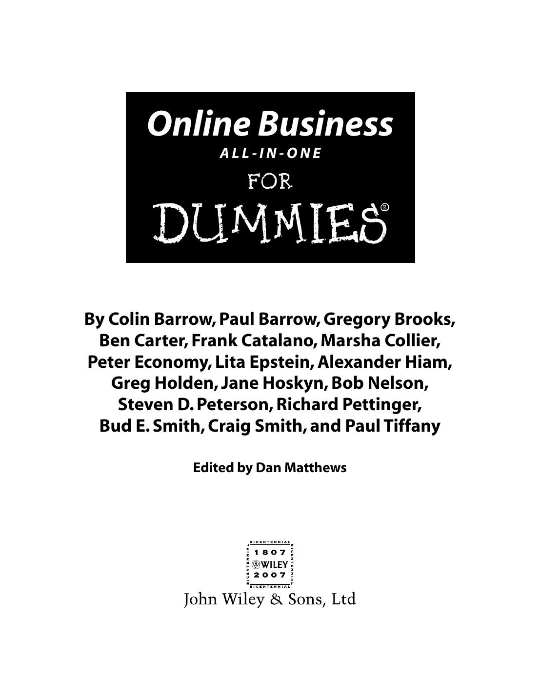 Online Business All-in-one for Dummies by Dan Matthews