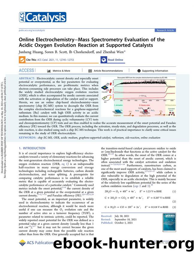 Online ElectrochemistryâMass Spectrometry Evaluation of the Acidic Oxygen Evolution Reaction at Supported Catalysts by Junheng Huang Soren B. Scott Ib Chorkendorff & Zhenhai Wen