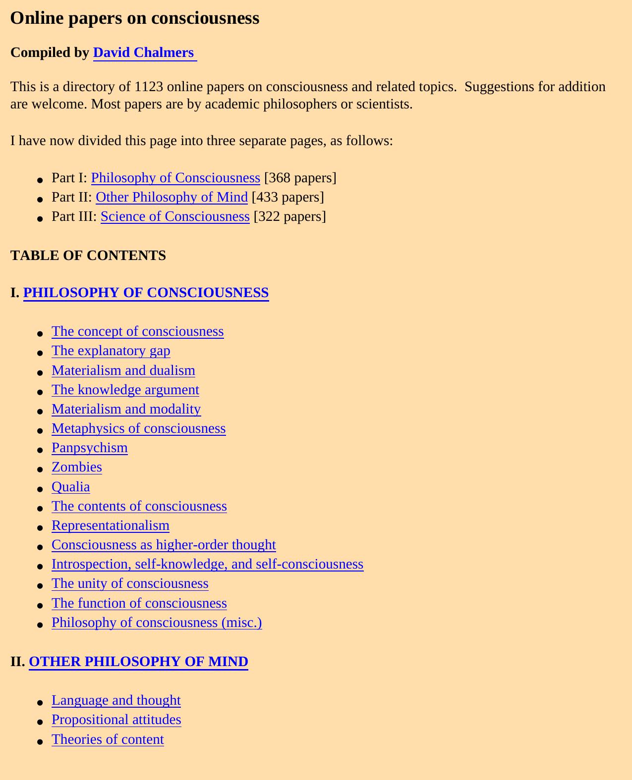 Online papers on consciousness by Collection Of Papers Concerning Consciousne