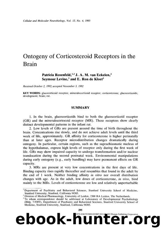 Ontogeny of corticosteroid receptors in the brain by Unknown