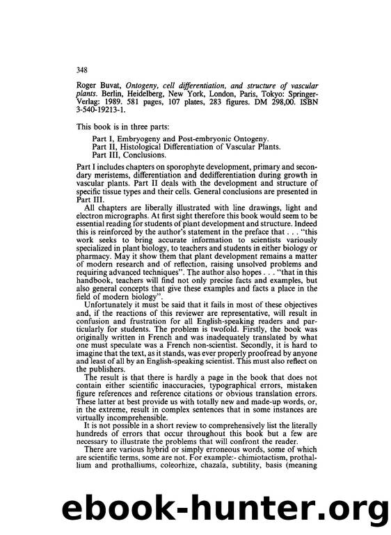 Ontogeny, cell differentiation, and structure of vascular plants. by Unknown