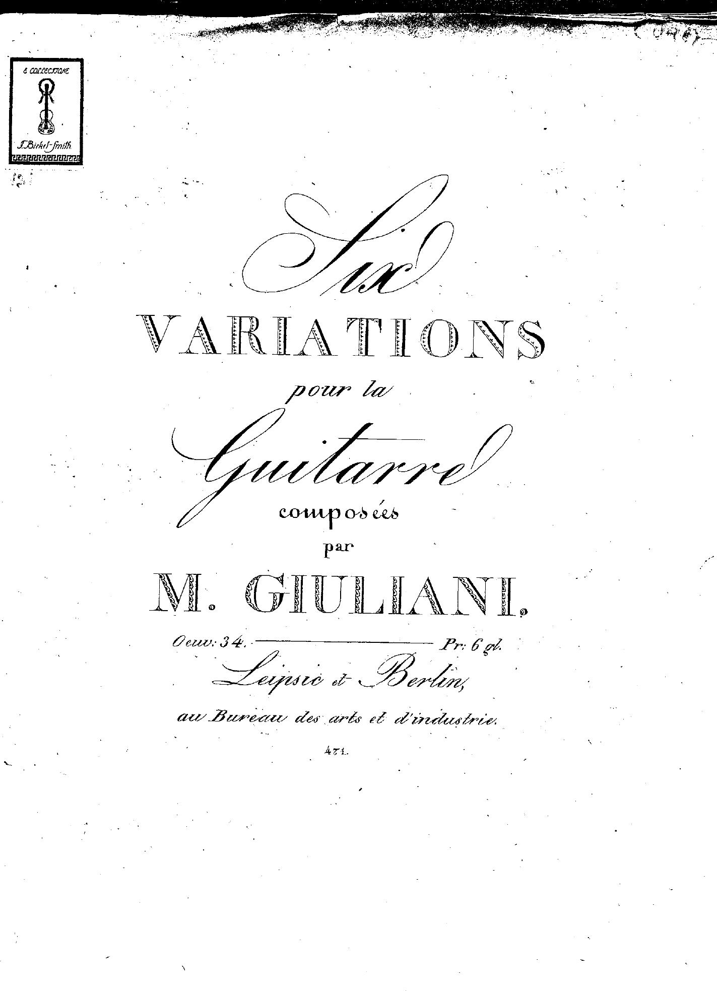 Op 34 Six variations by Unknown