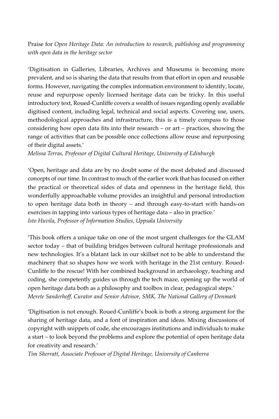 Open Heritage Data: An Introduction to Research, Publishing and Programming With Open Data in the Heritage Sector by Henriette Roued-Cunliffe
