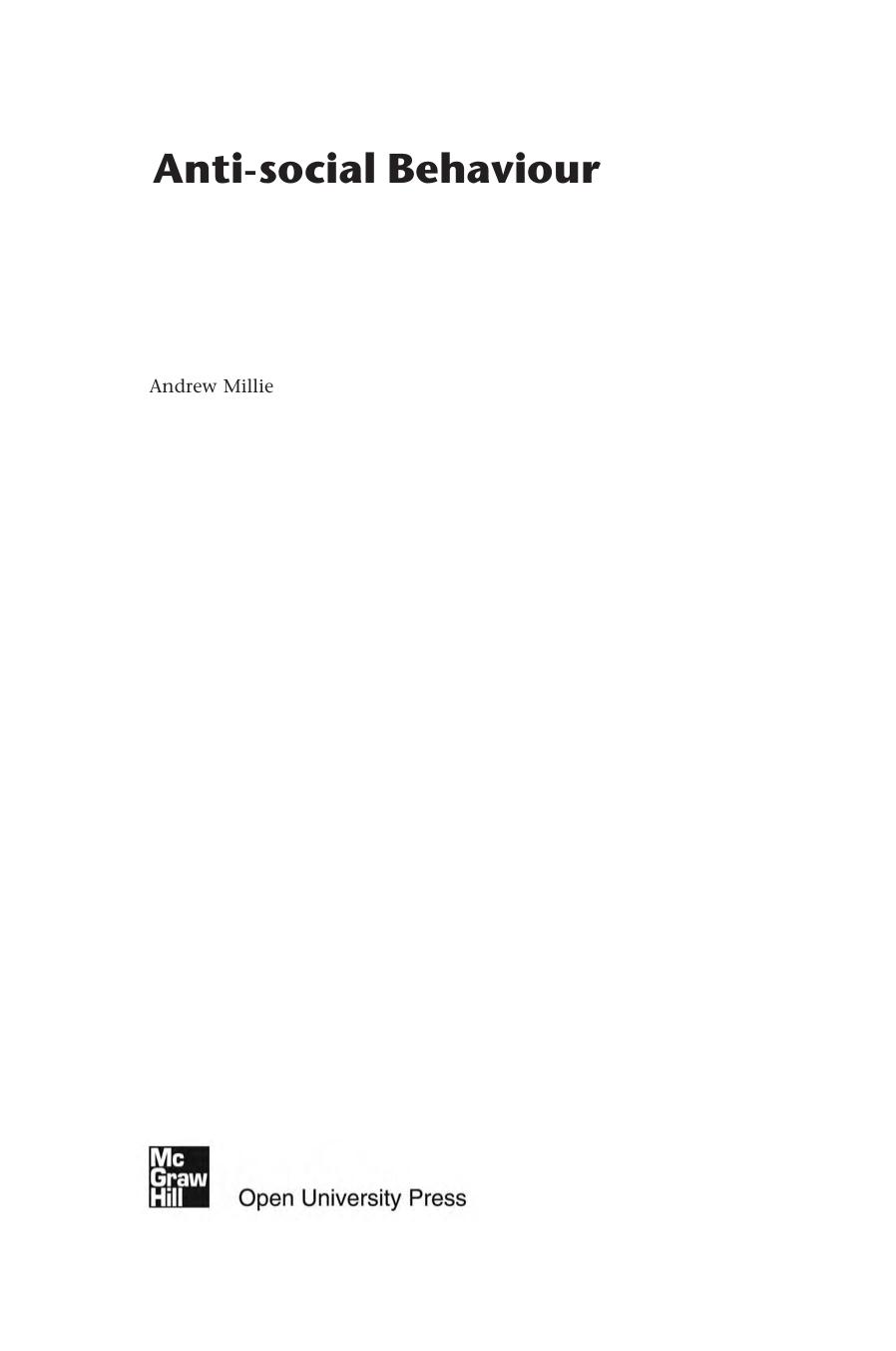 Open University Press Anti-Social Behaviour by Unknown