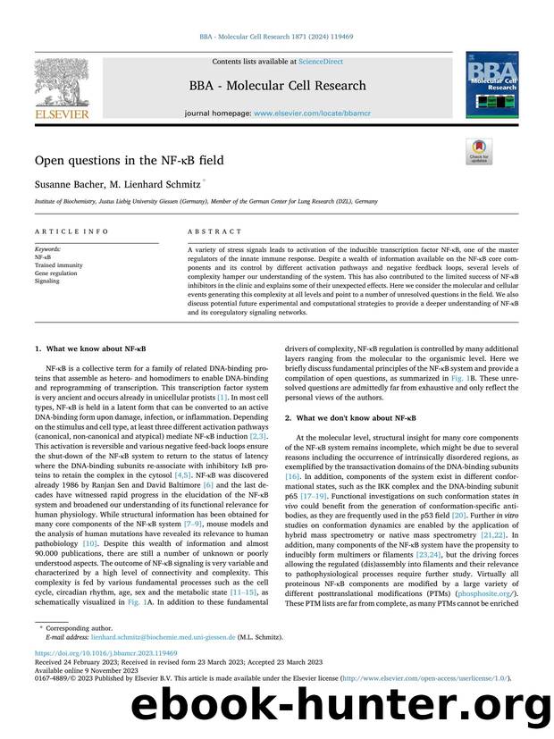 Open questions in the NF-ÎºB field by Susanne Bacher & M. Lienhard Schmitz