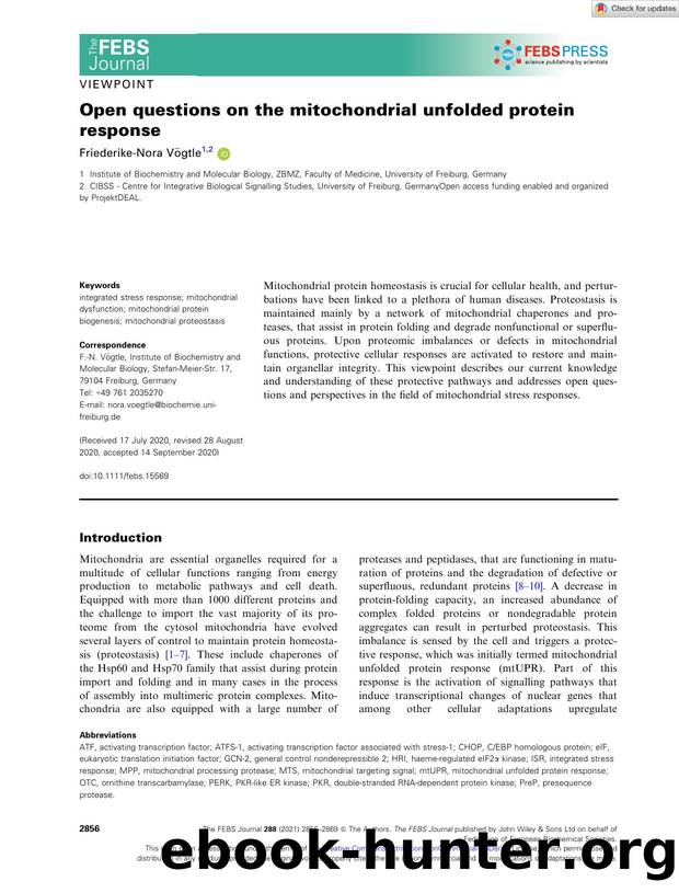 Open questions on the mitochondrial unfolded protein response by Unknown