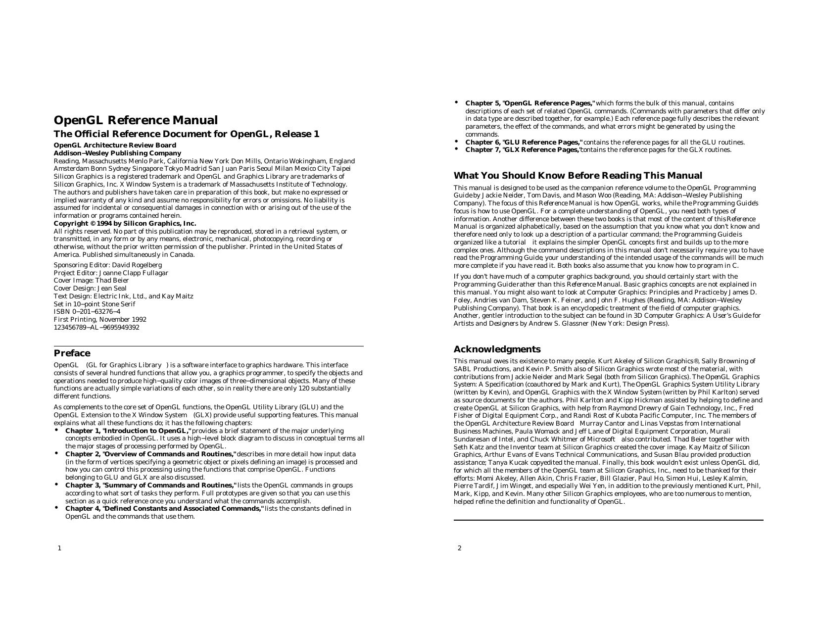 OpenGL(R) Reference Manual: The Official Reference Document to OpenGL, Version 1.4 (4th Edition) by OpenGL Architecture Review Board Dave Shreiner