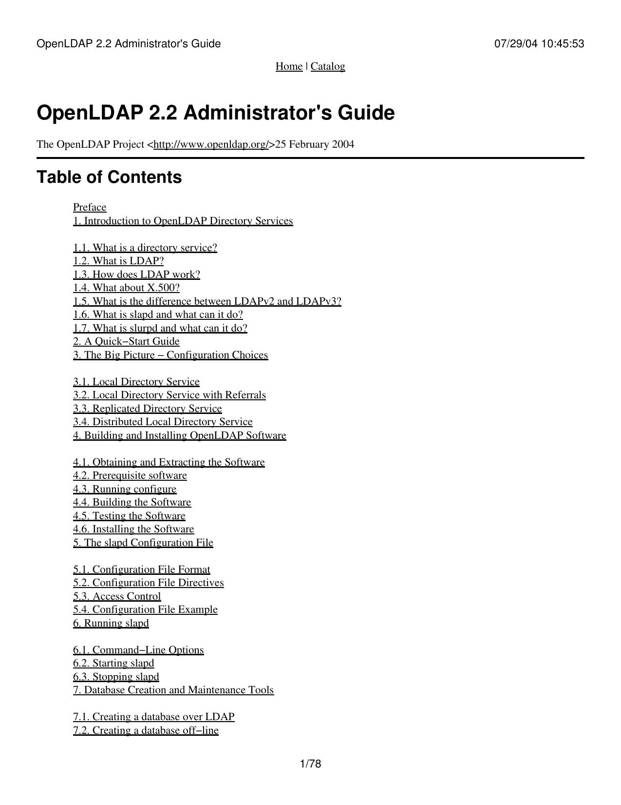 OpenLDAP 2.2 Administrator's Guide by OpenLDAP 2.2 Administrator s Guide