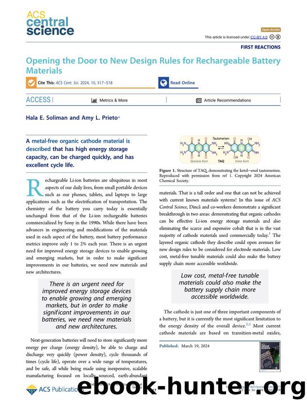 Opening the Door to New Design Rules for Rechargeable Battery Materials by Hala E. Soliman & Amy L. Prieto (ORCID: g/0000-0001-9235-185X)