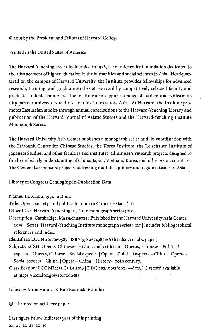 Opera, Society, and Politics in Modern China by Hsiao-t'i Li