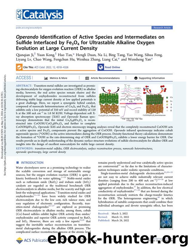 Operando Identification of Active Species and Intermediates on Sulfide Interfaced by Fe3O4 for Ultrastable Alkaline Oxygen Evolution at Large Current Density by unknow
