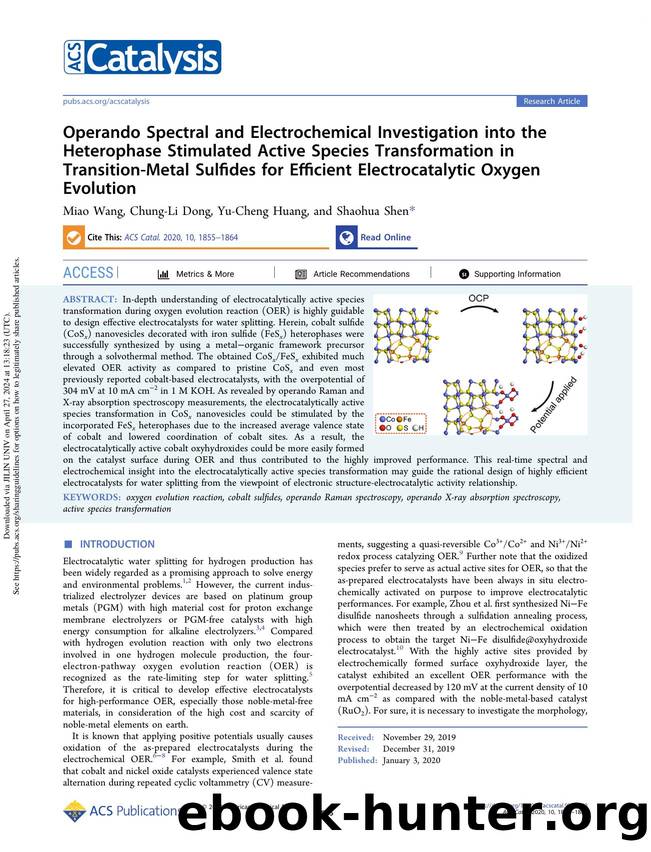Operando Spectral and Electrochemical Investigation into the Heterophase Stimulated Active Species Transformation in Transition-Metal Sulfides for Efficient Electrocatalytic Oxygen Evolution by Miao Wang Chung-Li Dong Yu-Cheng Huang & Shaohua Shen