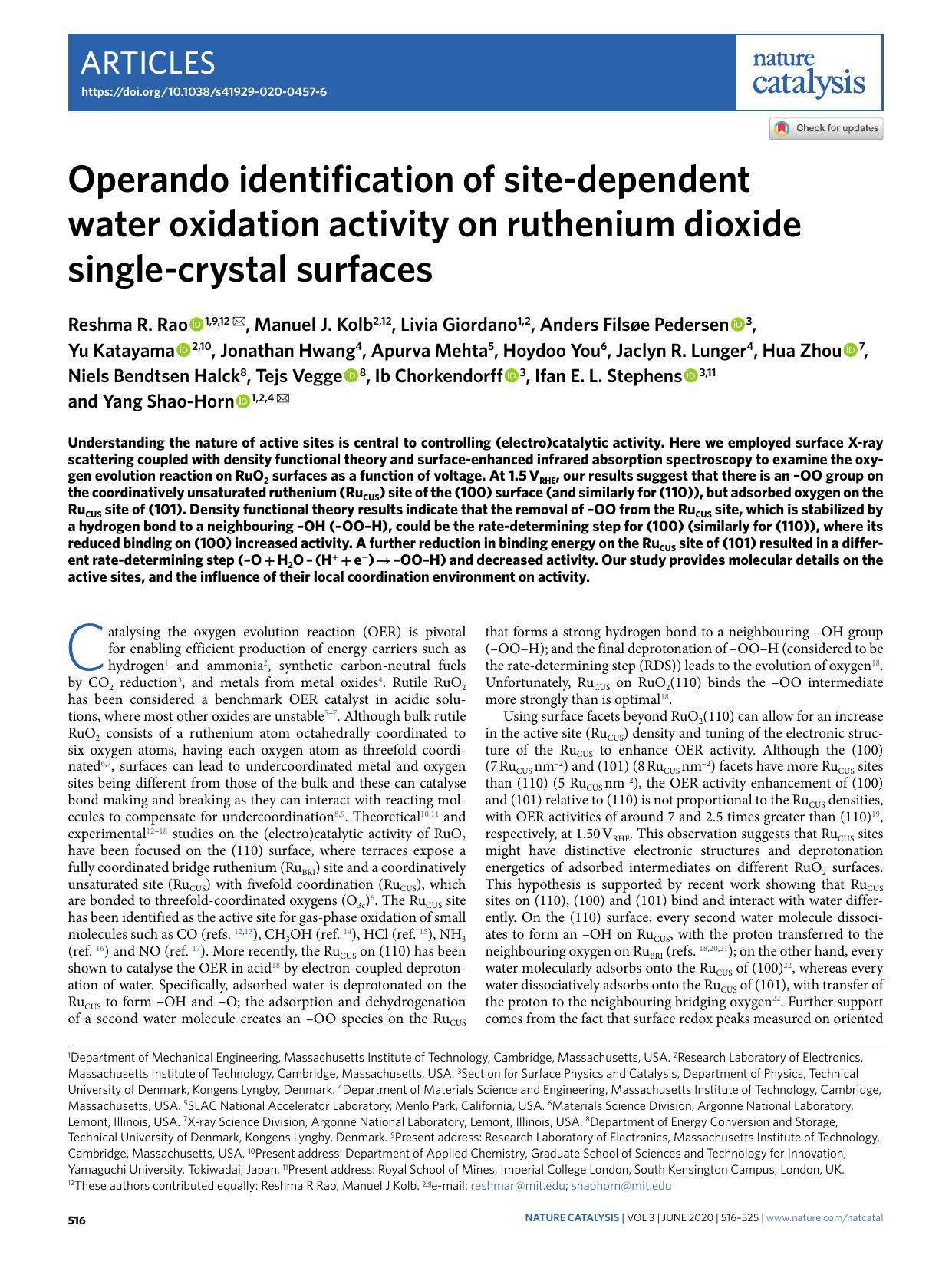 Operando identification of site-dependent water oxidation activity on ruthenium dioxide single-crystal surfaces by unknow