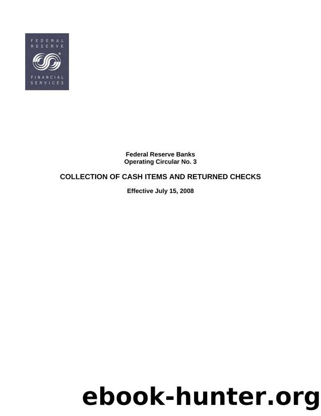 Operating Circular 3: Collection of Cash Items and Returned Checks by Federal Reserve Banks