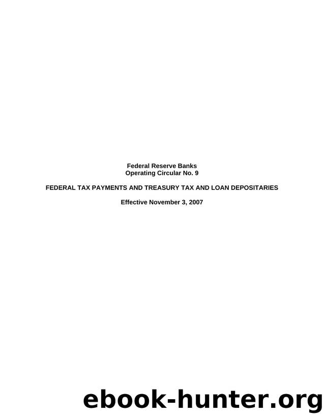 Operating Circular No. 9 by Federal Reserve Banks