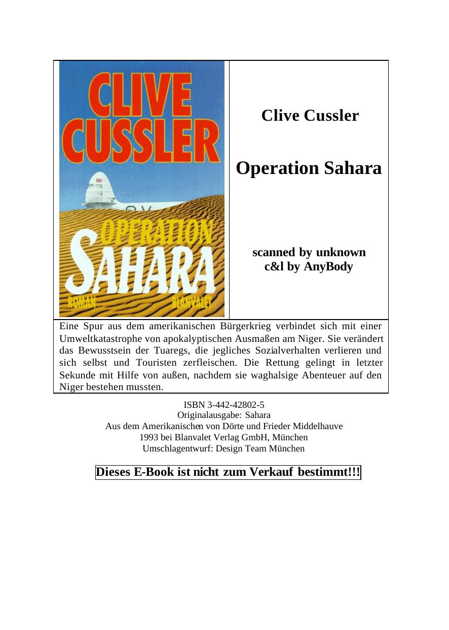 Operation Sahara by Clive Cussler