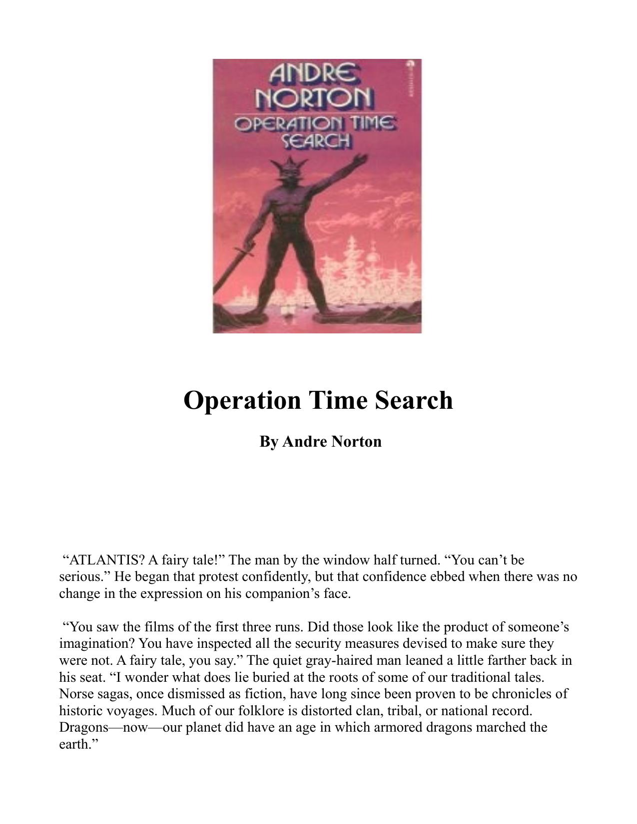 Operation Time Search by Andre Norton