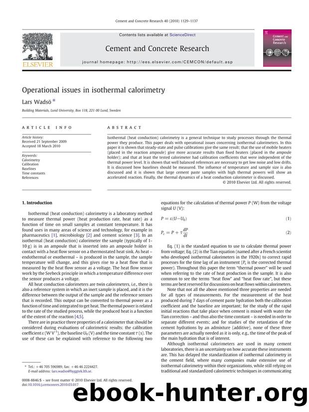 Operational issues in isothermal calorimetry by Lars Wadsö