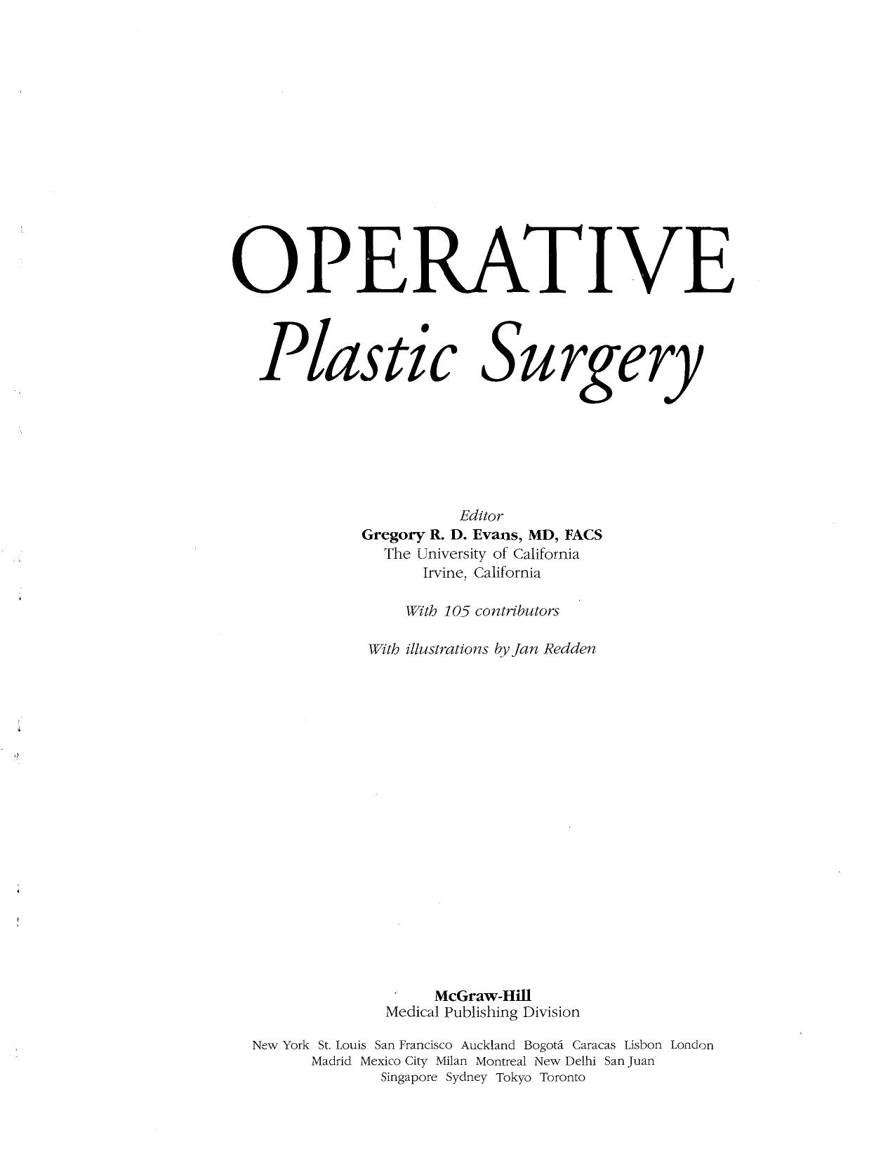 Operative Plastic Surgery by Gregory R. D. Evans