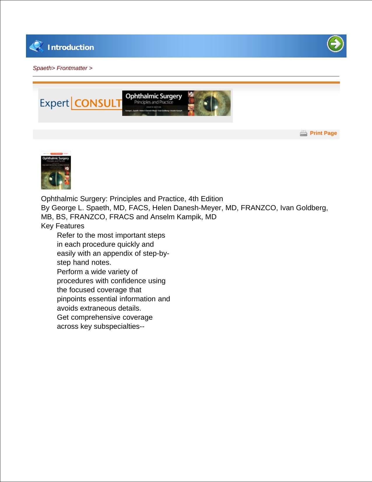 Ophthalmic Surgery: Principles and Practice by George L. Spaeth Helen Danesh-Meyer Ivan Goldberg Anselm Kampik