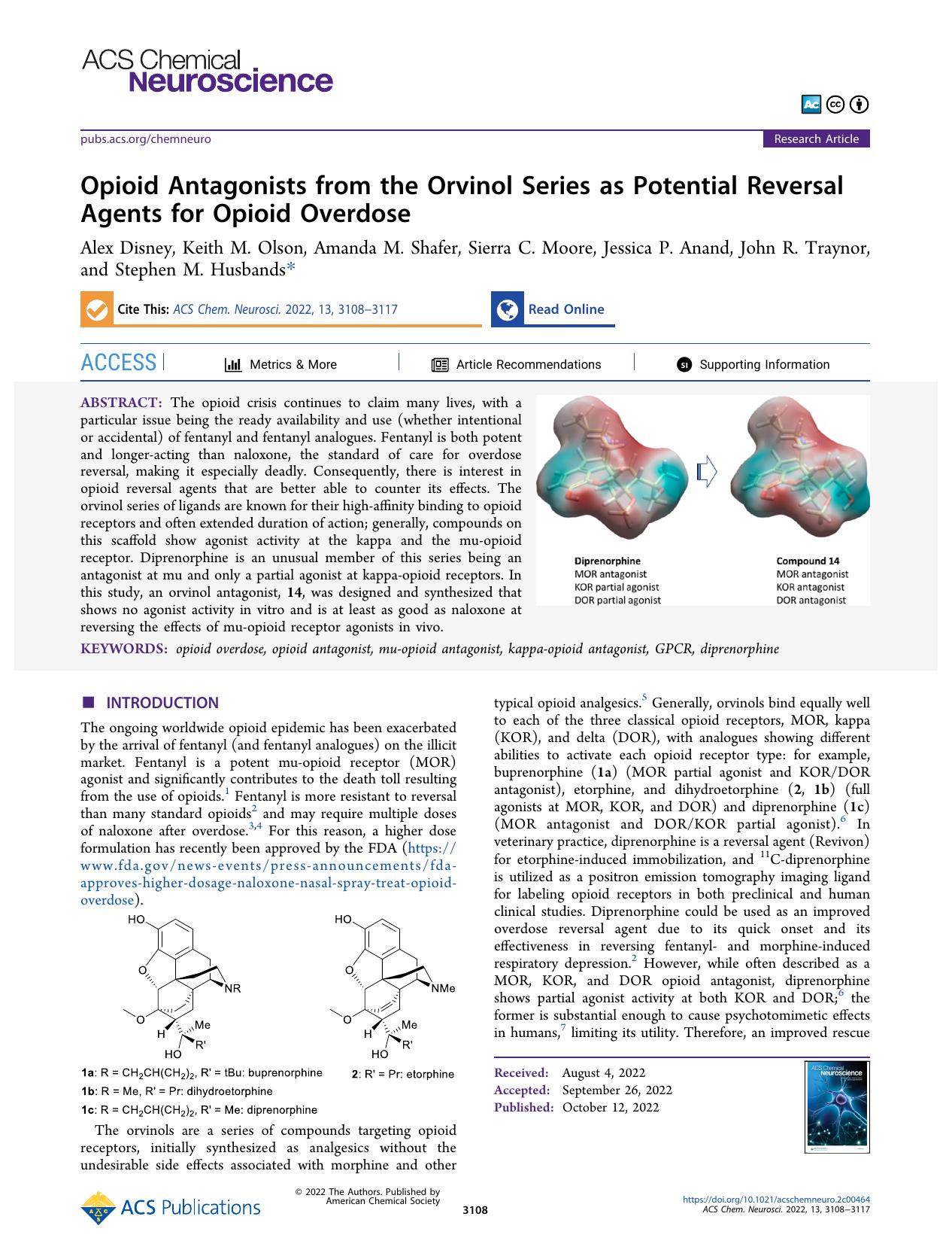 Opioid Antagonists from the Orvinol Series as Potential Reversal Agents for Opioid Overdose by unknow