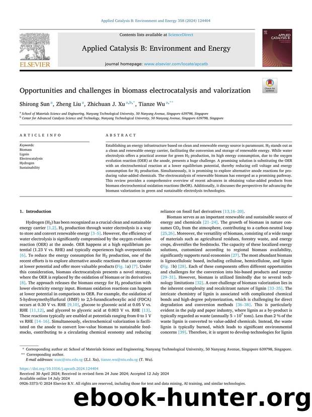 Opportunities and challenges in biomass electrocatalysis and valorization by Shirong Sun & Zheng Liu & Zhichuan J. Xu & Tianze Wu