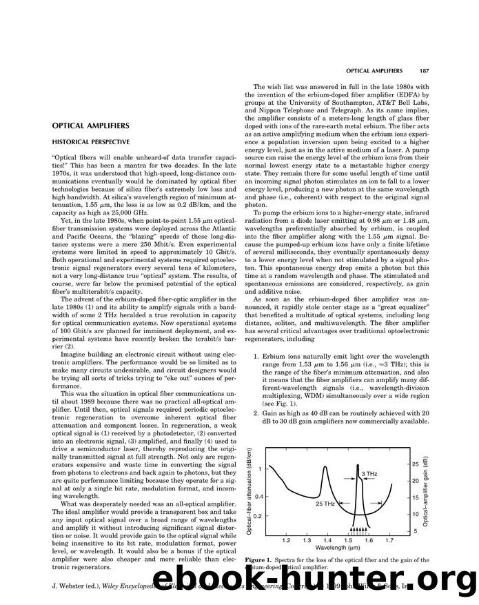 Optical Amplifiers". In: Wiley Encyclopedia of Electrical and Electronics Engineering by Unknown