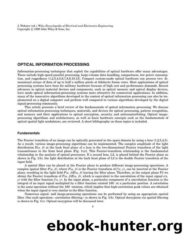 Optical Information Processing". In: Wiley Encyclopedia of Electrical and Electronics Engineering by Unknown