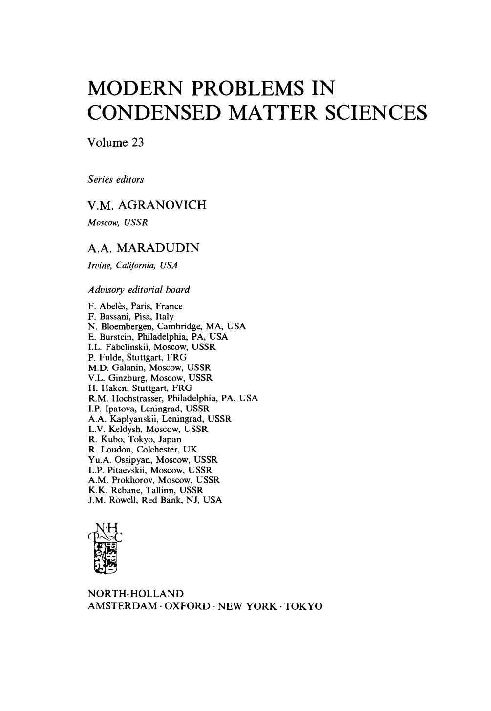 Optical Properties of Mixed Crystals by R.J. ELLIOTT and I.P. IPATOVA (Eds.)