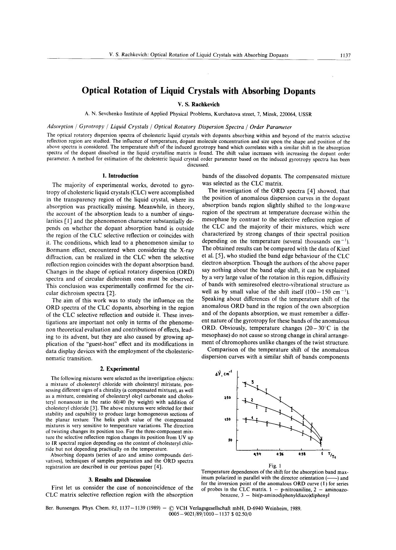 Optical Rotation of Liquid Crystals with Absorbing Dopants by Unknown