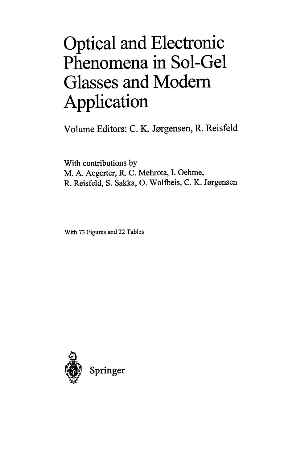 Optical and Electronic Phenomena in Sol-Gel Glasses and Modern Application by unknow