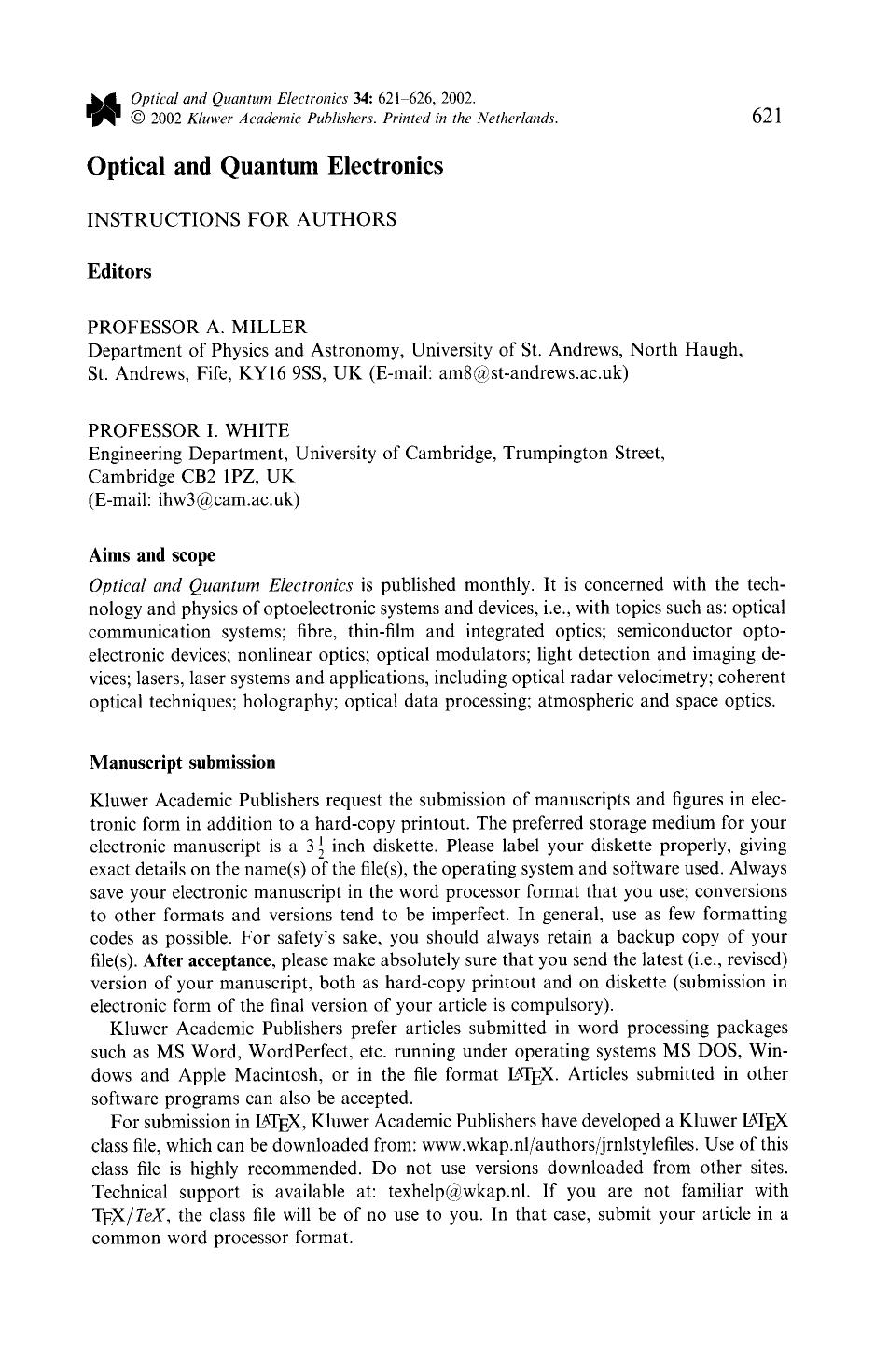 Optical and quantum electronics by Unknown