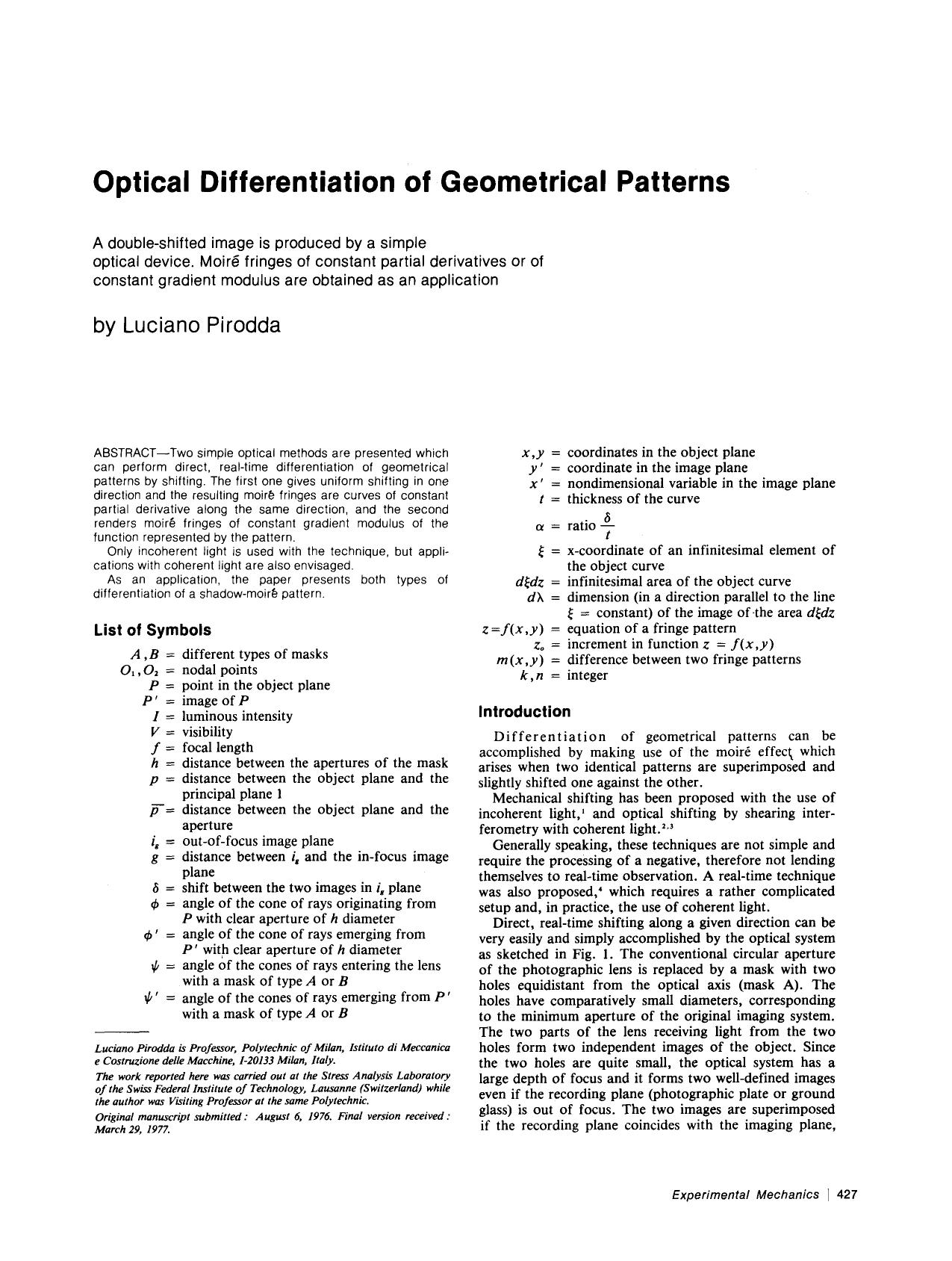 Optical differentiation of geometrical patterns by Unknown