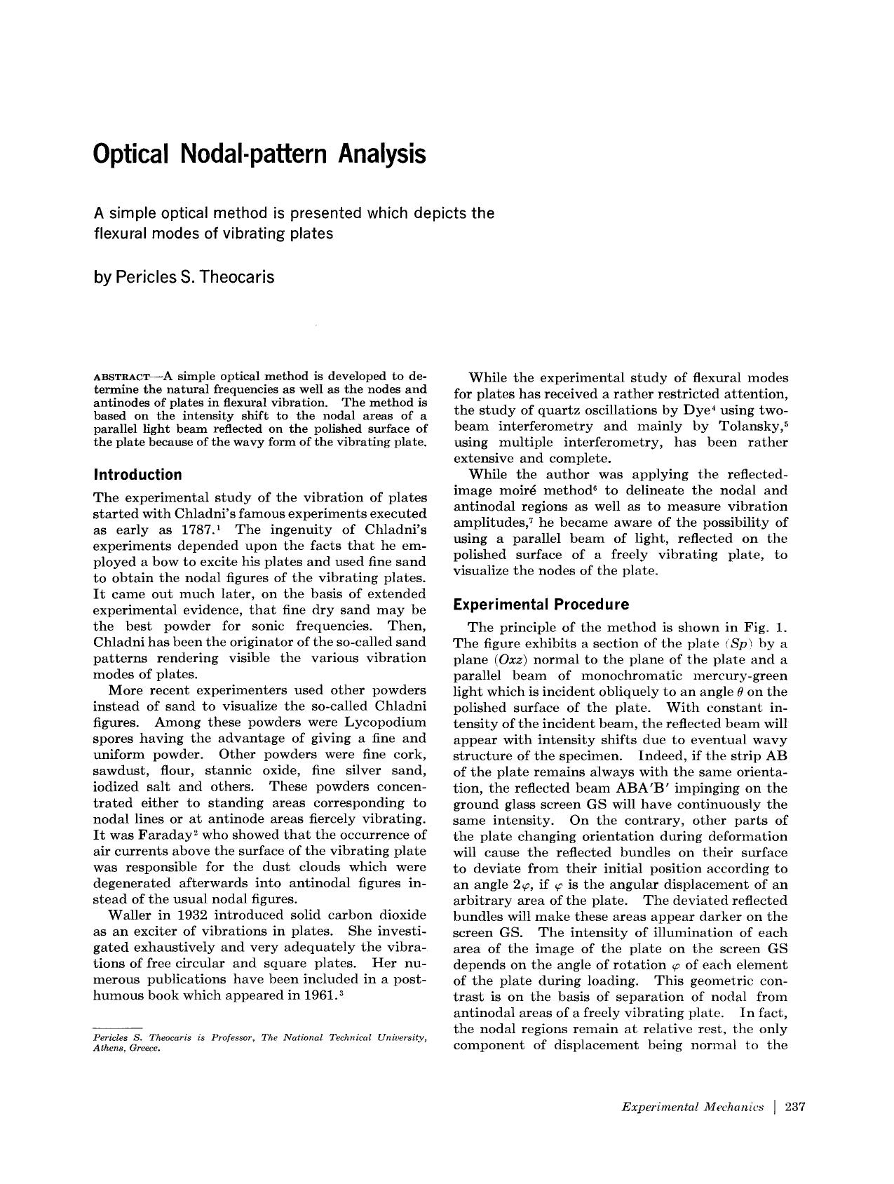 Optical nodal-pattern analysis by Unknown