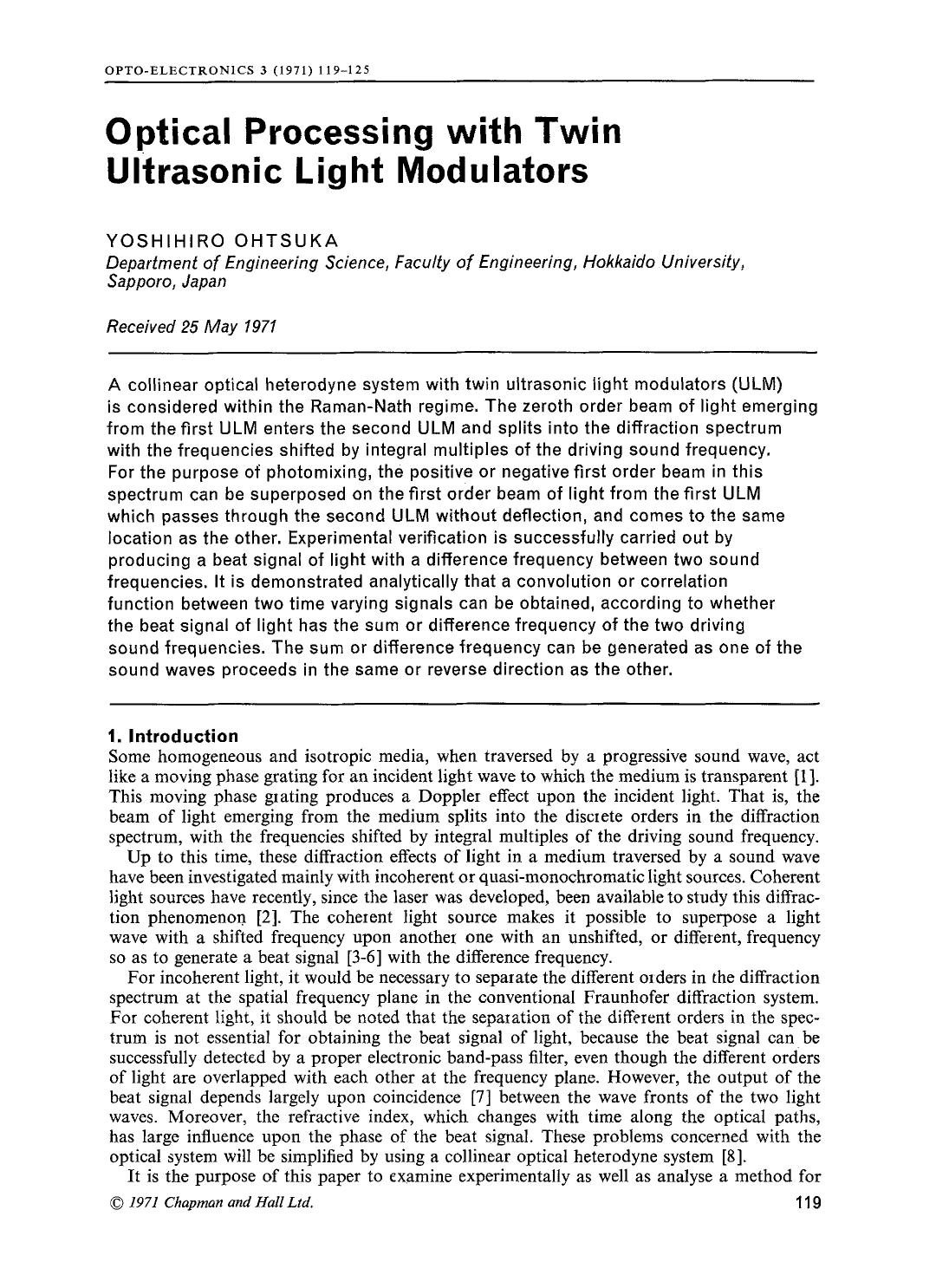 Optical processing with twin ultrasonic light modulators by Unknown