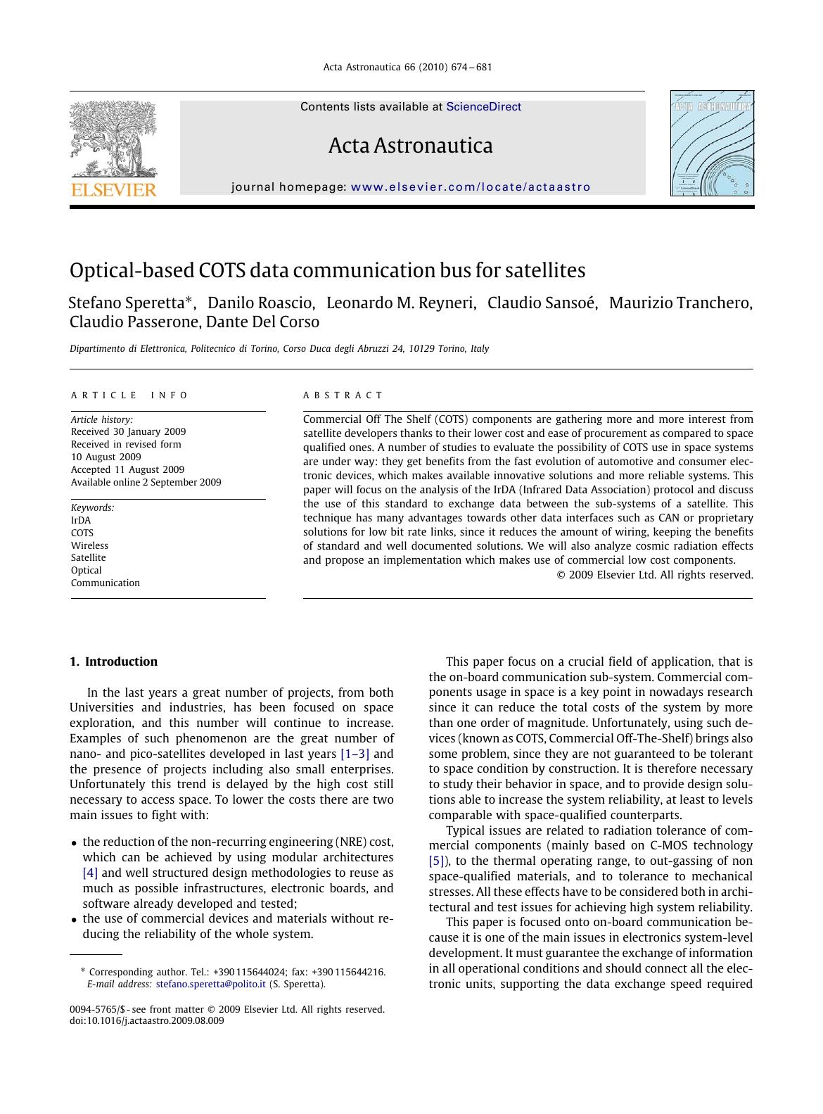 Optical-based COTS data communication bus for satellites by unknow