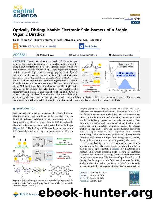 Optically Distinguishable Electronic Spin-isomers of a Stable Organic Diradical by unknow