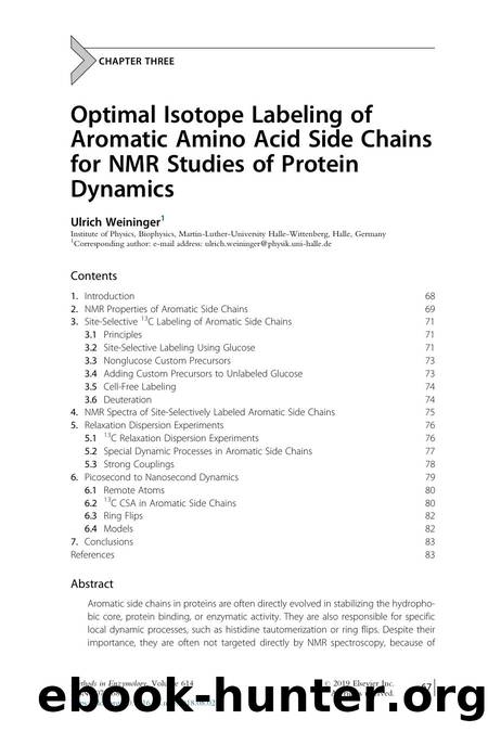 Optimal Isotope Labeling of Aromatic Amino Acid Side Chains for NMR Studies of Protein Dynamics by Ulrich Weininger