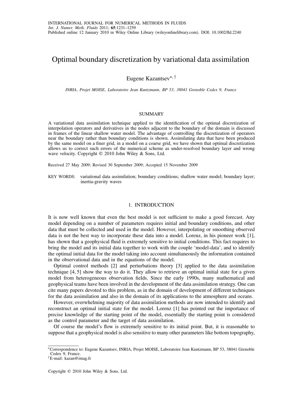 Optimal boundary discretization by variational data assimilation by Unknown
