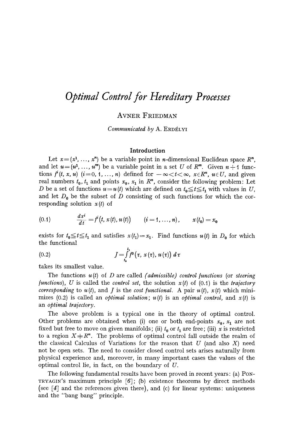 Optimal control for hereditary processes by Unknown