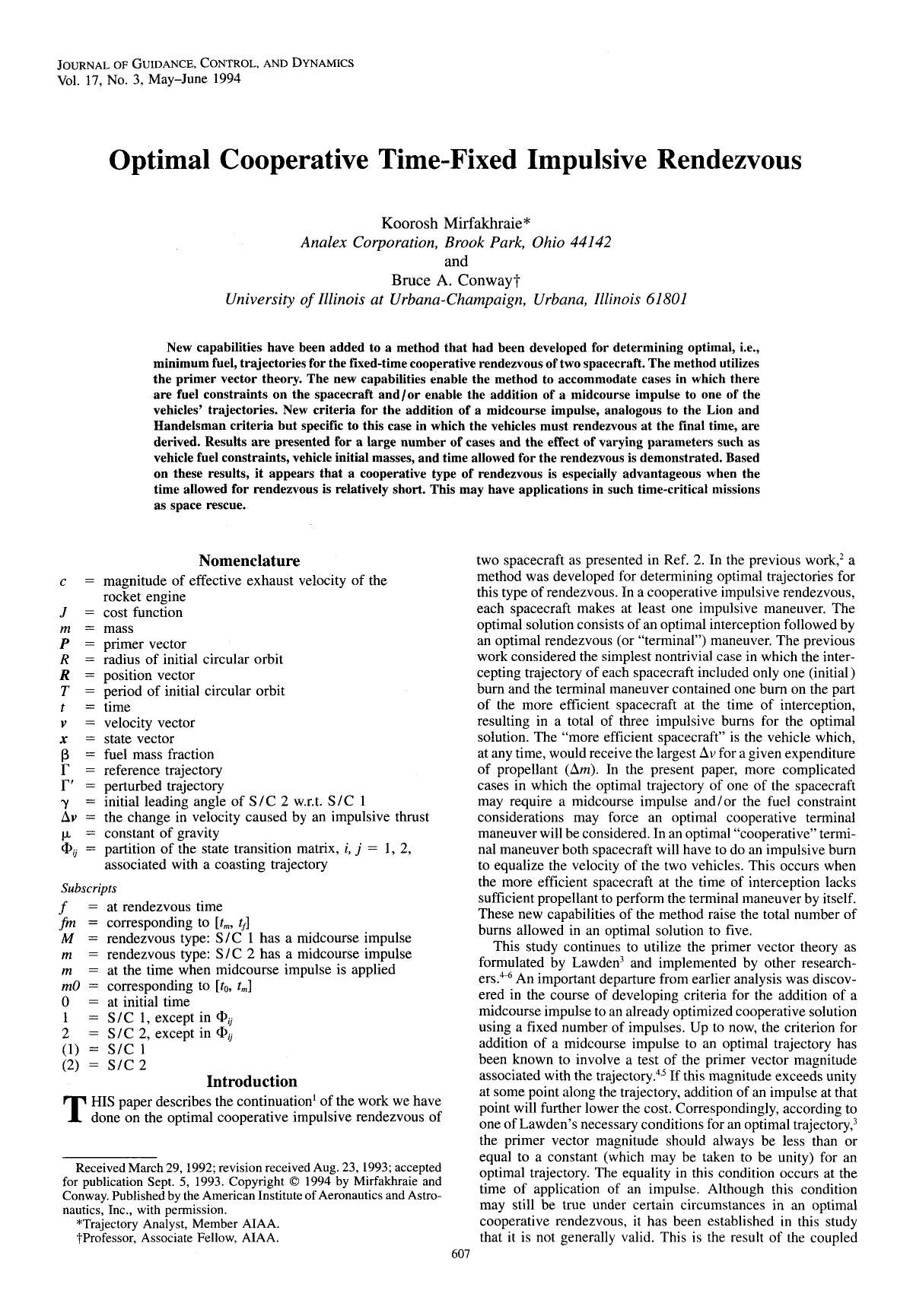 Optimal cooperative time-fixed impulsive rendezvous by Unknown