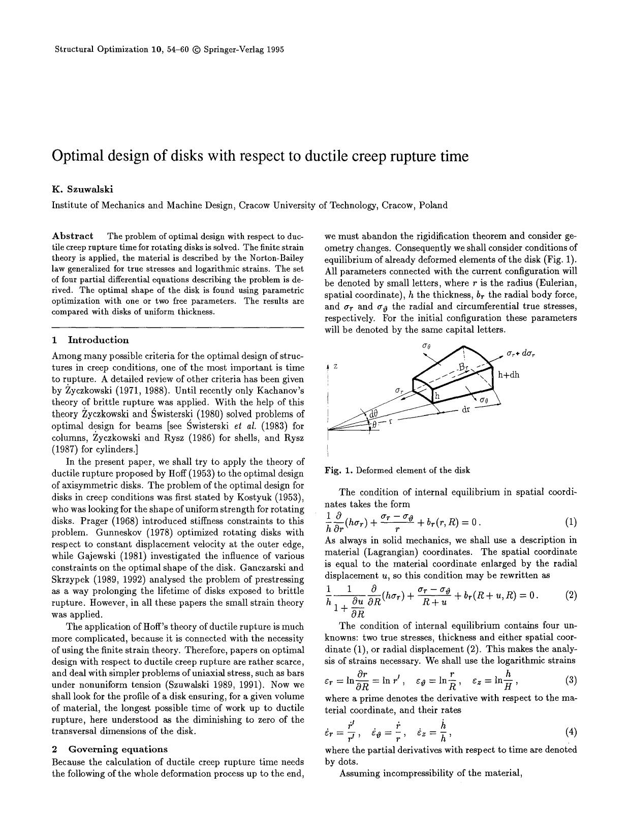 Optimal design of disks with respect to ductile creep rupture time by Unknown